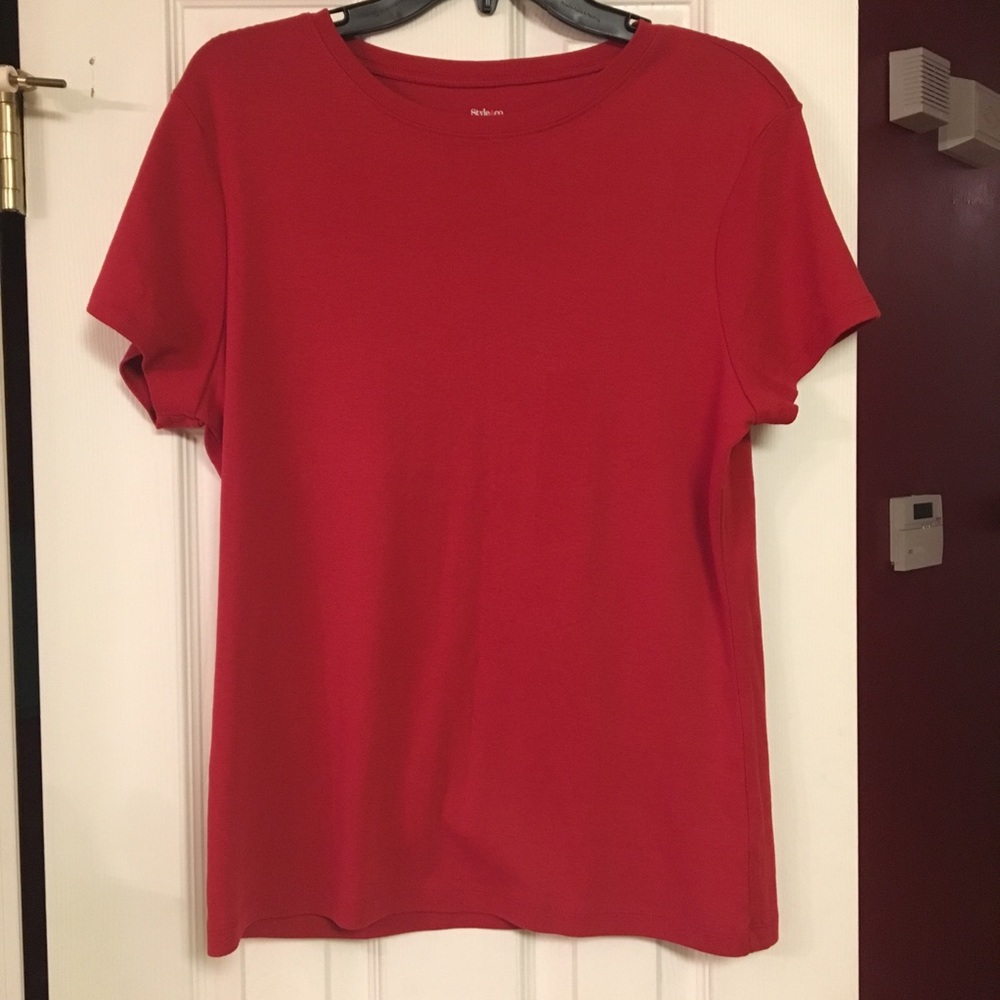 Style & Co Top Short Sleeve Red, size XL